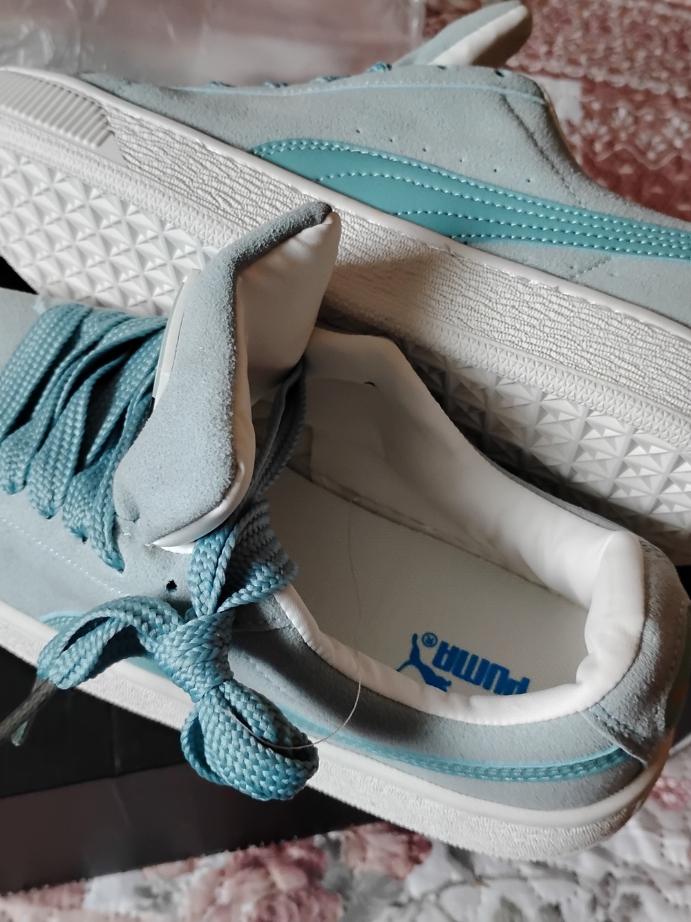 Puma Light Blue Suede Low-Top Sneakers with White Midsole